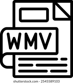 Design de vetor de ícone de linha WMV