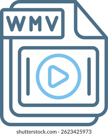 Ícone de Duas Cores de Linha WMV