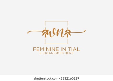 WN beauty monogram and elegant logo design handwriting logo of initial signature, wedding, fashion, floral and botanical with creative template.