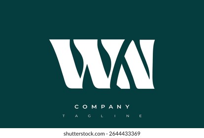 WN Creative Abstract Typography Logo Design. Elegant logo combining bold typography and creative shapes, ideal for branding and identity solutions.