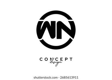 WN Creative Circle Monogram Logo Design – Modern Branding Concept