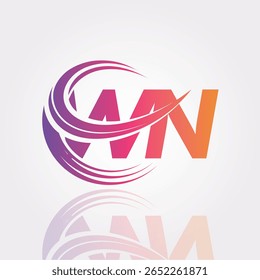 WN Creative Gradient Swirl Monogram Logo – Modern Abstract Letter mark Design for Professional Branding and Digital Identity