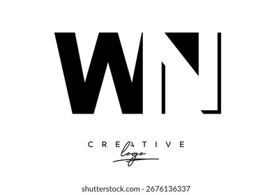 Logotipo creativo minimalista de espacio negativo de WN con monograma moderno para marca y logotipo de marca comercial con letras iniciales Diseño de logotipo para marca.