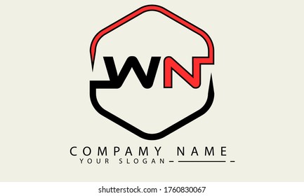 WN initial based Logo. Vector Graphic template Letter logo