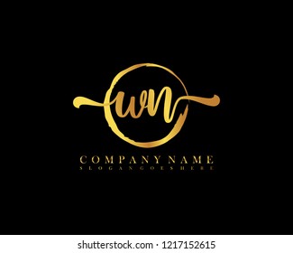WN initial handwriting logo circle template vector