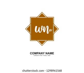 WN Initial Handwriting Logo Template Vector