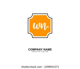 WN Initial Handwriting Logo Template Vector