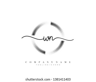 WN initial handwriting logo template vector