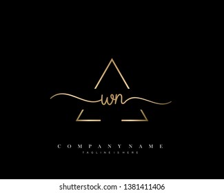 WN initial handwriting logo template vector