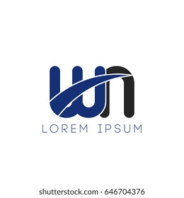 wn initial letter uppercase logo blue and black