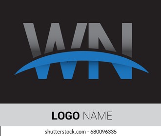 WN initial logo company name colored grey and blue swoosh design.