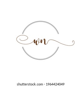 WN Initial Logo Handwriting template letter illustration