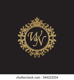 WN initial luxury ornament monogram logo
