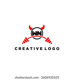 WN initial monogram for fitnes or gym logo with devil style design