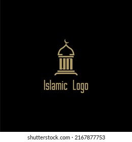 WN initial monogram for islamic logo with mosque icon design