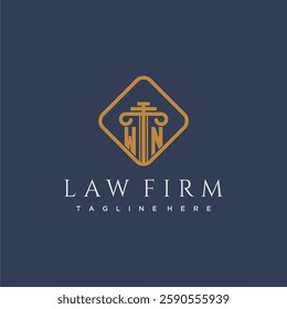 WN initial monogram logo for lawfirm with pillar in creative square design