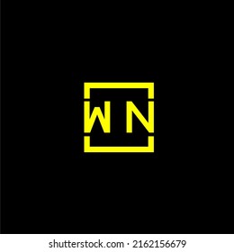 WN initial monogram logo with square style design
