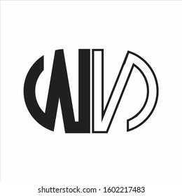 WN Letter logo monogram with oval shape negative space design template white background