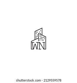 WN line concept logo in high quality professional design that will be best for companies related to real estate