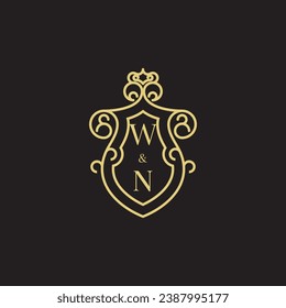 WN line vintage initial logo in high quality professional design that will print well across any print media