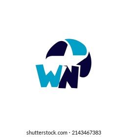 WN logo design. WN  Professional letter logo design.