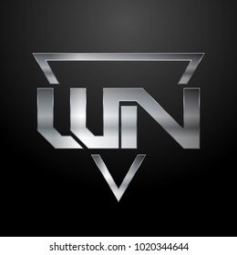 WN Logo, Metal Logo, Silver Logo, Monogram, Polygon