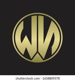 WN Logo monogram circle with piece ribbon style on gold colors