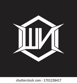 WN Logo monogram with hexagon and four taper shape design template