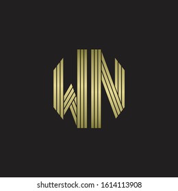 WN Logo monogram outline style linked isolated with gold colors