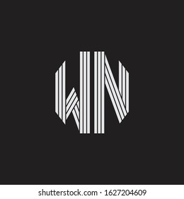 WN Logo monogram with outline style linked isolated on black background