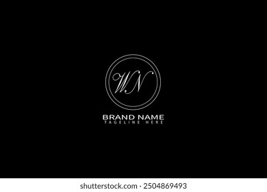 WN logo. W N design. White WN letter. WN W N letter logo design. Initial letter WN linked circle uppercase monogram logo.