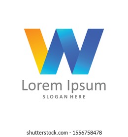 WN Logo, W N logo simple modern with blue orange gradient color, Abstract logo corporate