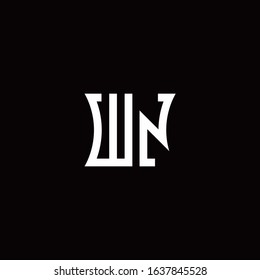 WN monogram logo with curved side style design template