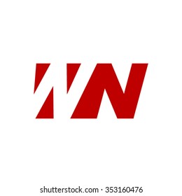 WN negative space letter logo red