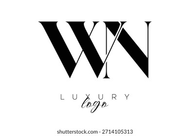 WN Serif Letter Monogram Typography Logo for Elegant Premium Branding Identity