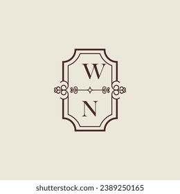 WN vintage wedding initial logo in high quality professional design that will print well across any print media