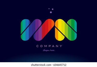 wn w n alphabet letter colorful creative colors text dots creative company logo vector icon design template