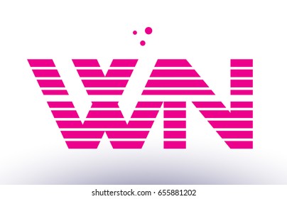 wn w n alphabet letter logo pink purple line stripe company design template creative abstract vector