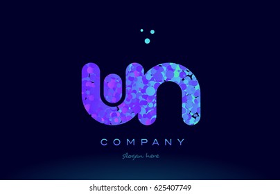 wn w n alphabet pink blue bubble circle dots creative letter company logo vector icon design template