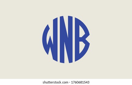 WNB Circle Emblem Abstract Monogram Letter Mark Vector Logo Template