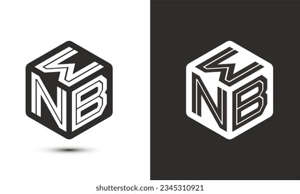 WNB letter logo design with illustrator cube logo, vector logo modern alphabet font overlap style. Premium Business logo icon. White color on black background