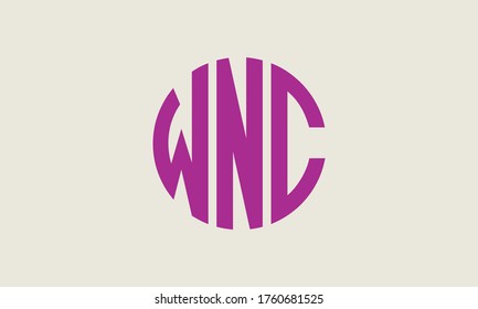 WNC Circle Emblem Abstract Monogram Letter Mark Vector Logo Template