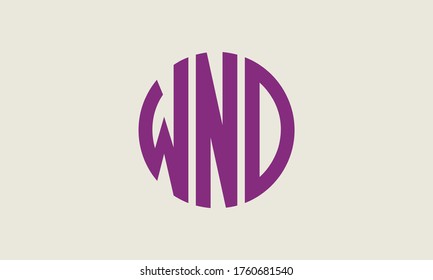 WND Circle Emblem Abstract Monogram Letter Mark Vector Logo Template