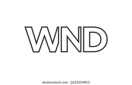 WND logo design template with strong and modern bold text. Initial based vector logotype featuring simple and minimal typography. Trendy company identity ideal for businesses brand presence.