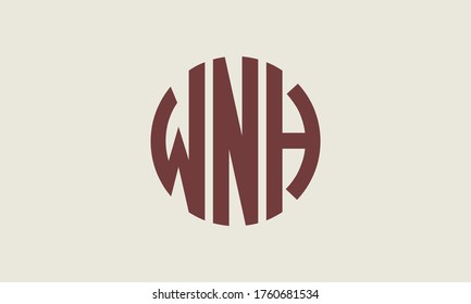 Plantilla de logotipo de marca vectorial de la letra monográfica del círculo de WNH