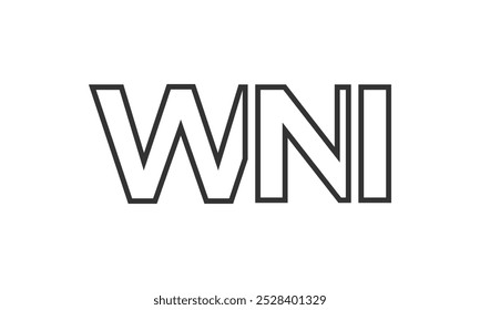 Modelo de design de logotipo WNI com texto em negrito forte e moderno. Logotipo vetorial inicial com tipografia simples e mínima. Identidade de empresa moderna ideal para a presença de marca de empresas.