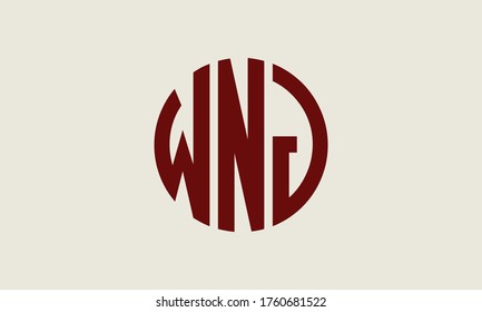 Plantilla de logotipo de marca vectorial de la letra monográfica del círculo de WNJ Emblem Resumen