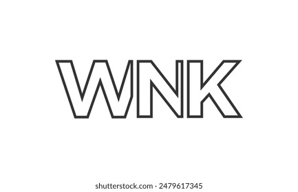 WNK logo design template with strong and modern bold text. Initial based vector logotype featuring simple and minimal typography. Trendy company identity ideal for businesses brand presence.