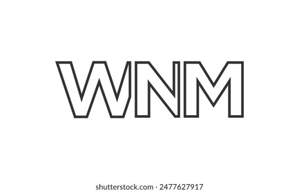 WNM logo design template with strong and modern bold text. Initial based vector logotype featuring simple and minimal typography. Trendy company identity ideal for businesses brand presence.