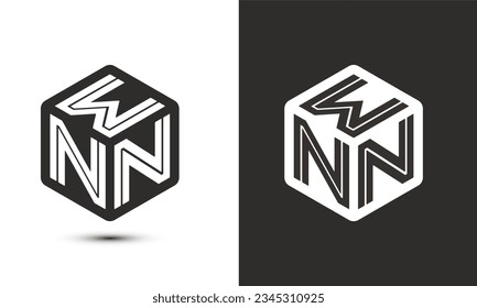 WNN letter logo design with illustrator cube logo, vector logo modern alphabet font overlap style. Premium Business logo icon. White color on black background